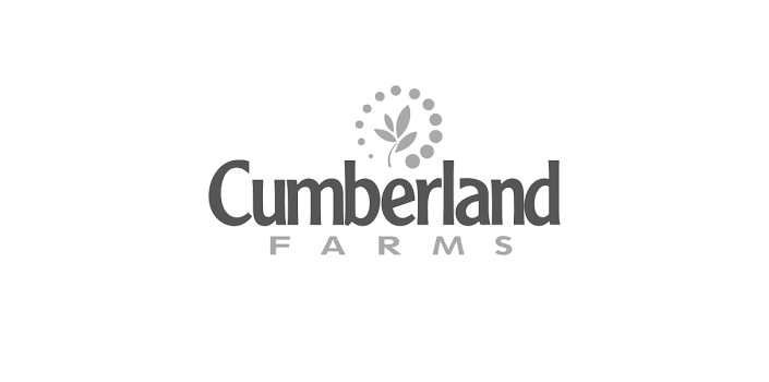 Cumberland Farms logo beneath a ring of dots around a leaf
